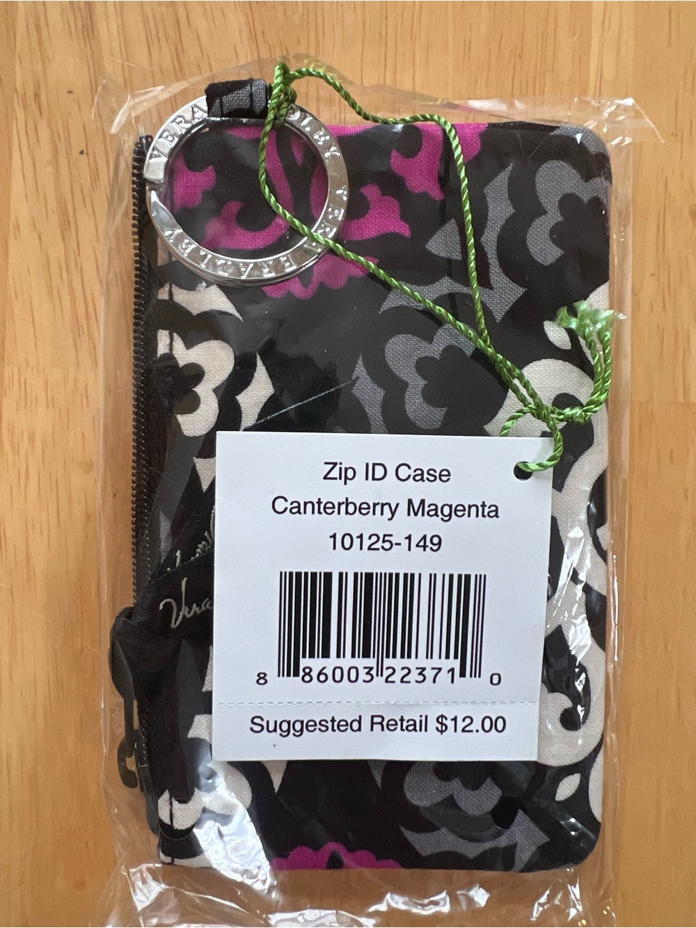 Vera Bradley Canterberry Magenta Floral Zip ID Case